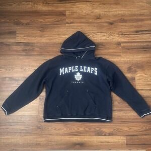 Y2K NHL Toronto Maple Leafs Hoodie Navy Blue Pullover Vintage Sportswear Small